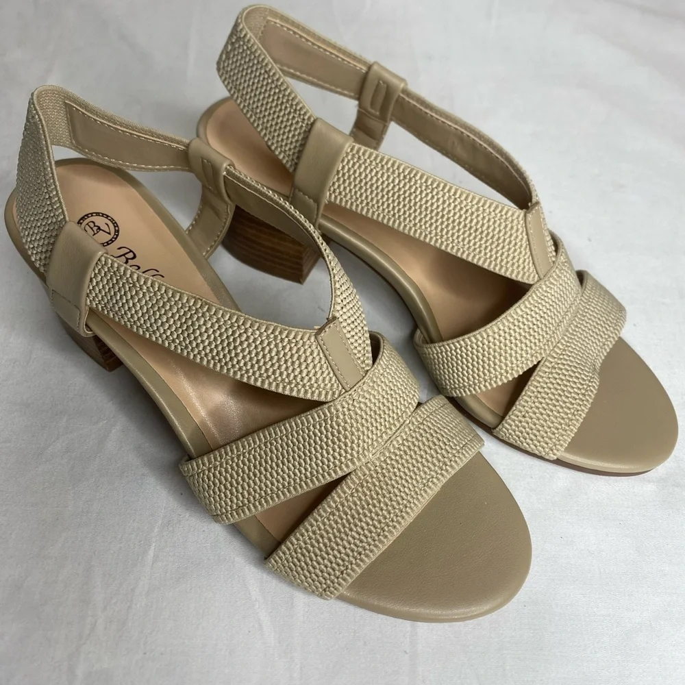 Bella Vita Women Jodi Stretch Natural block heel sandal New Sizes 7.5N & 9M